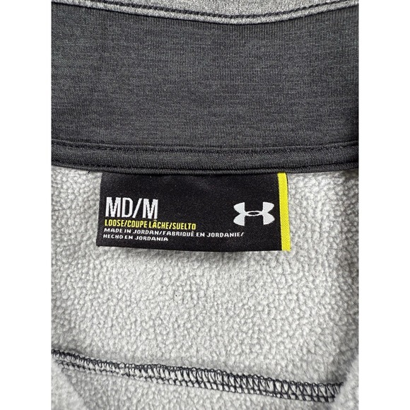 Under Armour ColdGear Men's Medium Gray 1/4 Zip Pullover Fleece Lined Loose Fit - Picture 3 of 10